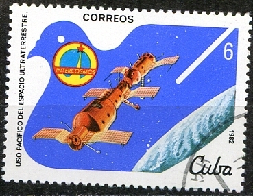 Cuba 1982 Scott 2503 Sello * Estacion Espacial Salyut Soyuz Station Spatiale Uso Pacifico del Espacio Ultraterrestre 6c Mi.2652 Yvert2355 